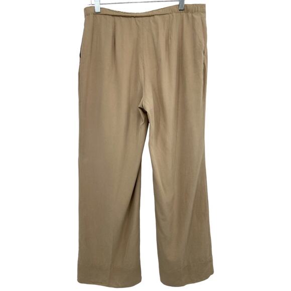 J. Jill 100% Silk Wide‎ Leg Pants Beige Tan Pockets Size Medium - Picture 1 of 7